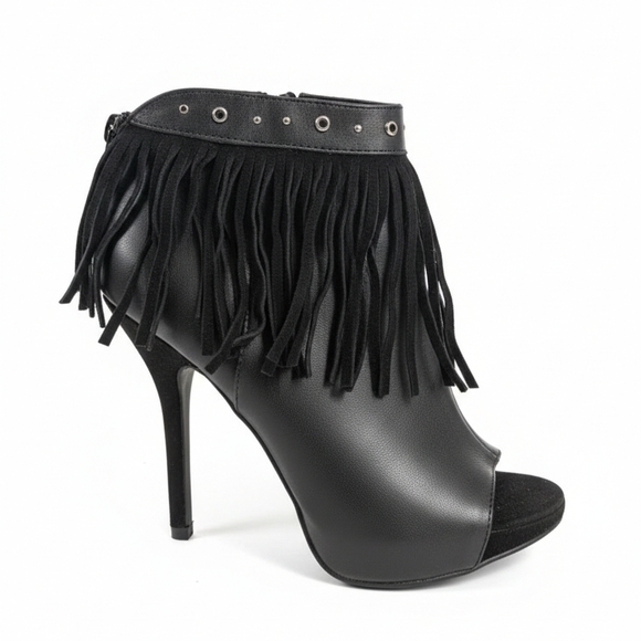 Miranda Lambert Shoes - Fringed Black Ankle Boots